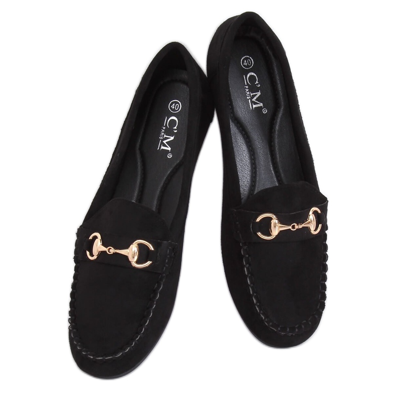 Mocassins en daim noir 77-192 Noir le noir