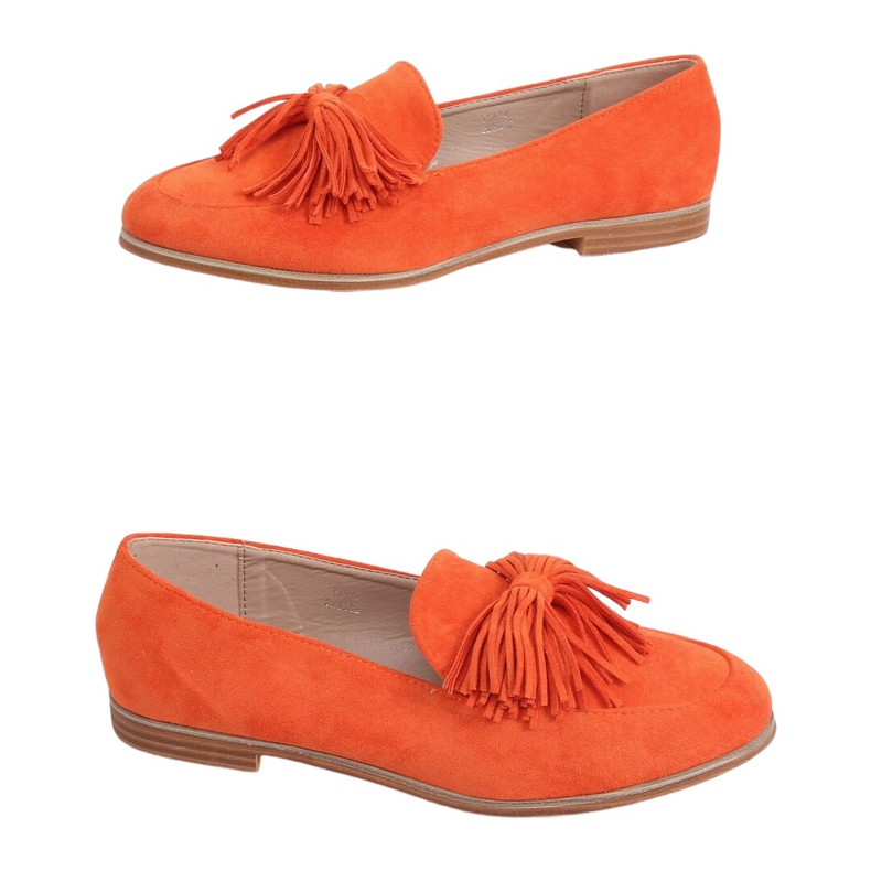 Mocassins femme orange à franges T357P Orange