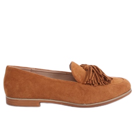Mocassins femme à franges camel T357P Camel brun