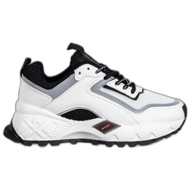 SHELOVET Baskets à semelle noire blanc