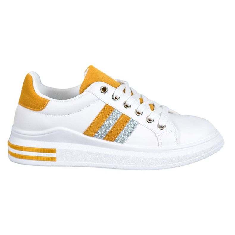 SHELOVET Chaussures de sport sur la plate-forme blanche jaune