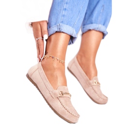 BUGO Chaussures femme beiges avec mocassins en daim 99-01A