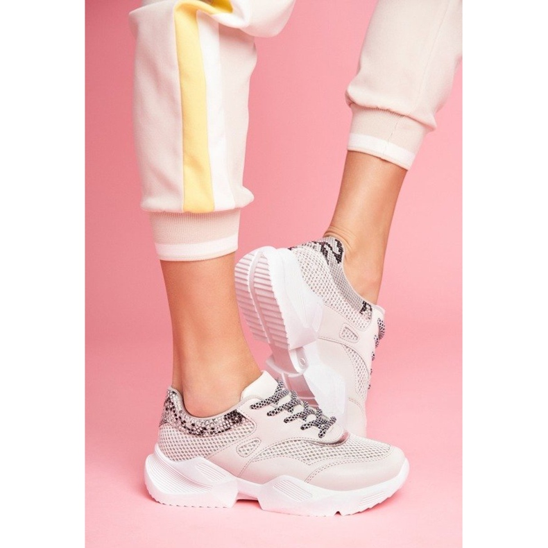 SEA Chaussures de sport femme en peau de serpent grises BL192