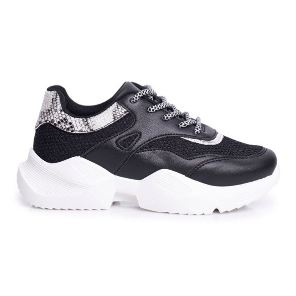 SEA Chaussures de sport noires pour femmes en peau de serpent BL192 le noir
