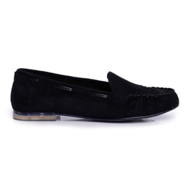 Sergio Leone Mocassins femme en daim noir MK722 le noir