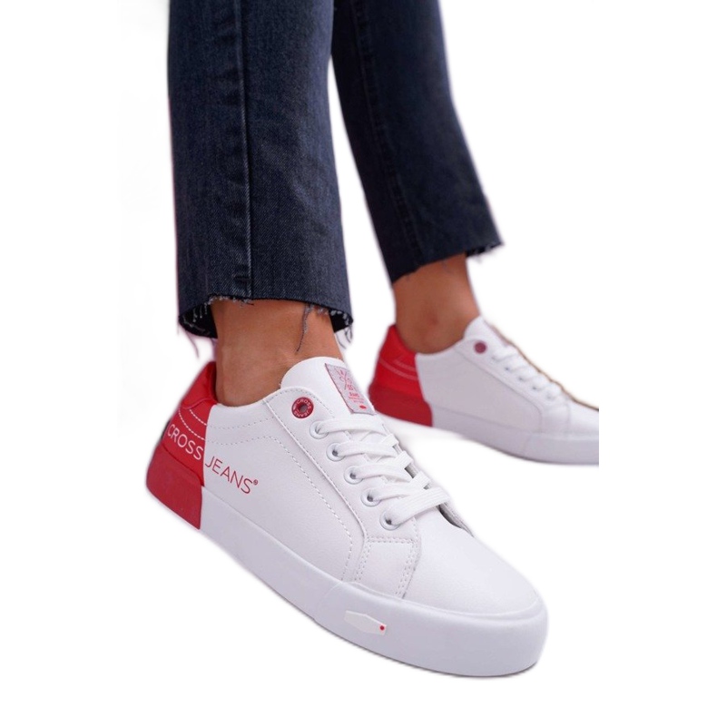 Baskets Femme Cross Jeans Blanc EE2R4016C blanche rouge