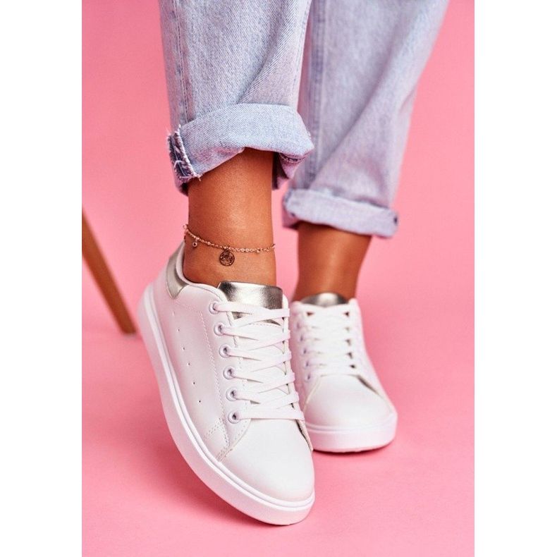 SEA Chaussures de sport blanches à talon argenté LA85 gris