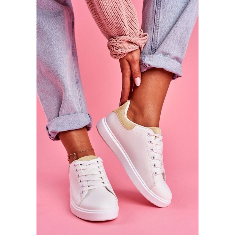 SEA Chaussures de sport blanches à contrefort beige LA85 brun