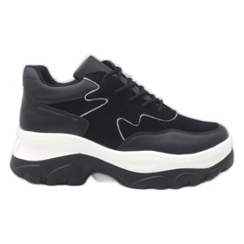 Baskets noires en éco-cuir E3260 le noir