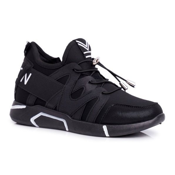 SEA Chaussures de sport femme noires avec fermeture éclair et cordon de serrage NB358 le noir