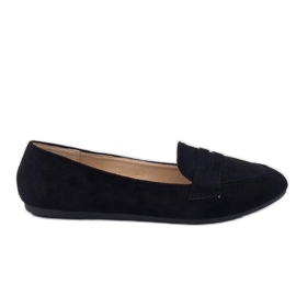 Mocassins ballerines 3C-20 en éco-daim noirs le noir