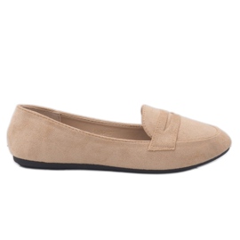 Mocassins ballerines en éco-suède beige 3C-20
