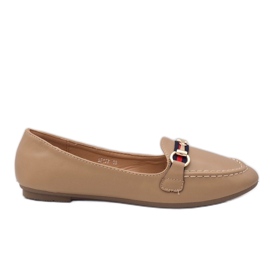 Mocassins kaki ballerines éco-cuir 9F177 beige