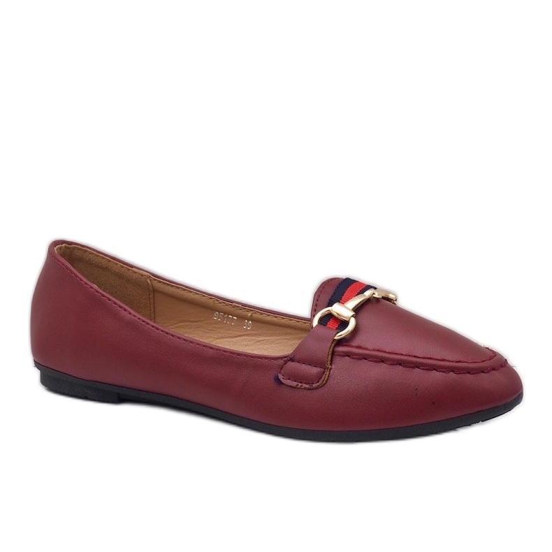 Mocassins ballerines en éco-cuir bordeaux 9F177 rouge Mocassins ballerines en éco-cuir bordeaux 9F177 rouge