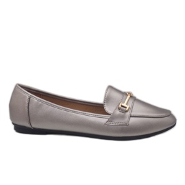 Mocassins ballerines en similicuir argenté 9F176 gris