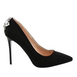 Talons hauts noirs classiques avec zircone cubique 9229-13 le noir