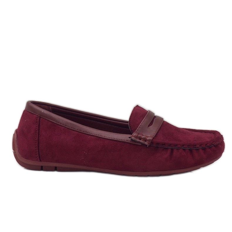 Mocassins marrons de ballerines BO-378 rouge