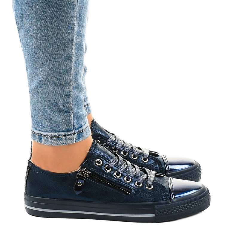 Baskets brillantes bleu marine TL-64 Baskets brillantes bleu marine TL-64