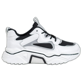 Weide Baskets à la mode avec maille blanc noir