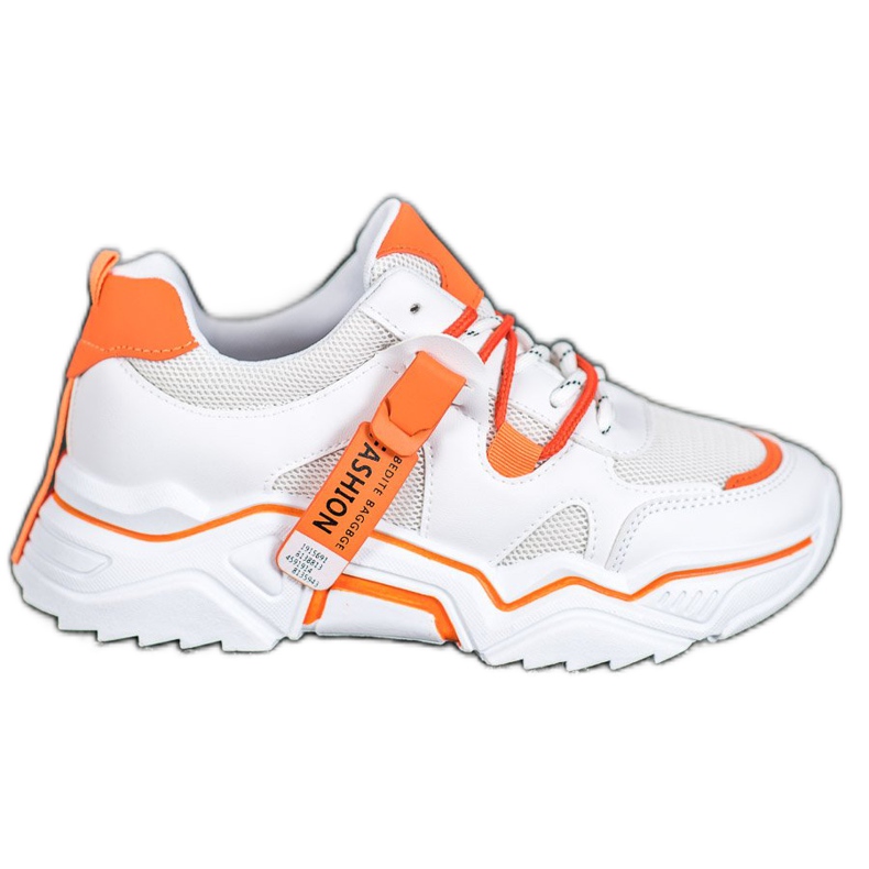 SHELOVET Baskets mode pour femmes blanche orange