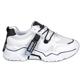 SHELOVET Baskets mode pour femmes blanc noir