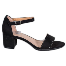 Filippo Sandales en daim avec perles le noir