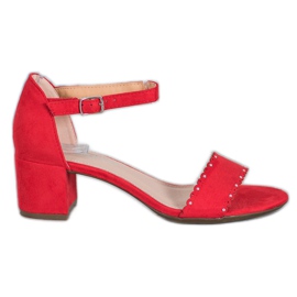 Filippo Sandales en daim avec perles rouge
