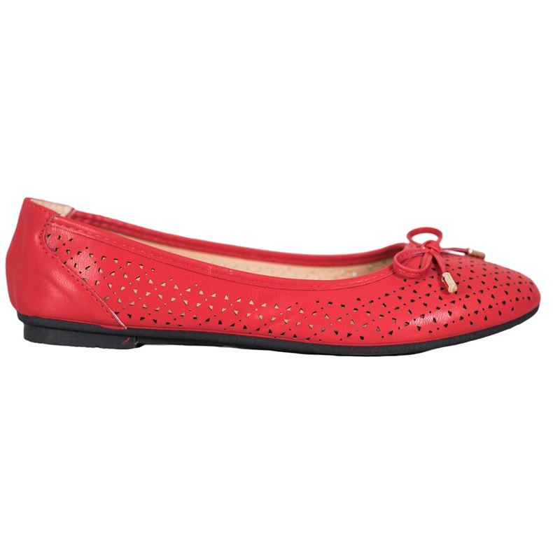 SHELOVET Ballerine Ajourée Avec Eco Cuir rouge SHELOVET Ballerine Ajourée Avec Eco Cuir rouge