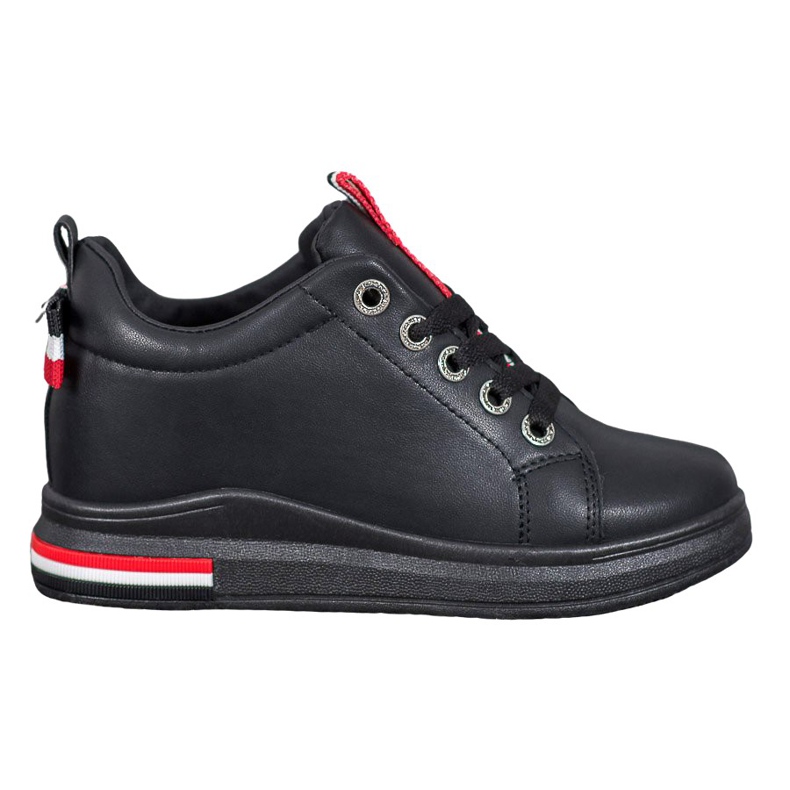 Weide Baskets à semelle compensée cachée le noir rouge