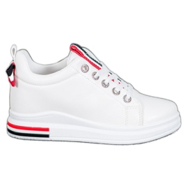 Weide Baskets à semelle compensée cachée blanc noir rouge