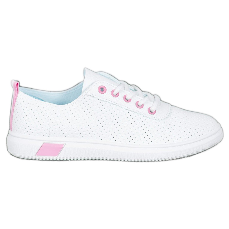 SHELOVET Baskets ajourées avec cuir écologique blanche rose