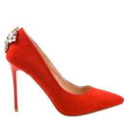 Escarpins classiques rouges avec zircone cubique 9229-13