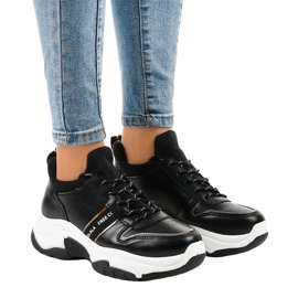 Baskets tendance en éco-cuir B0-189 le noir