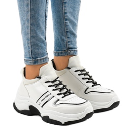 Baskets tendance en éco-cuir B0-189 blanc noir