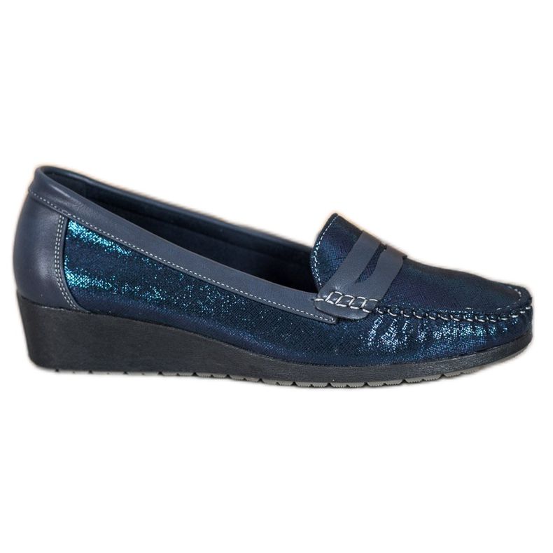 Comer Mocassins élégants sur la plate-forme bleu marin bleu