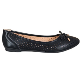 SHELOVET Ballerine Ajourée Avec Eco Cuir le noir