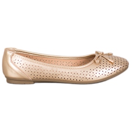 SHELOVET Ballerine Ajourée Avec Eco Cuir doré