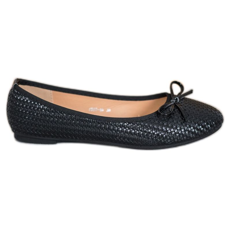SHELOVET Ballerines Noires Tressées le noir