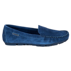 Vinceza Mocassins en cuir classiques bleu