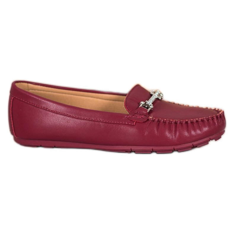 Fama Mocassins Avec Cubic Zirconia rouge