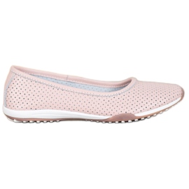 Filippo Ballerines en cuir ajouré rose