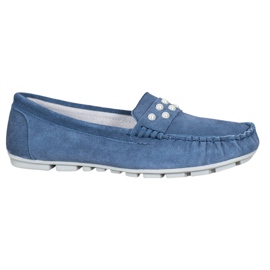Filippo Mocassins En Cuir Avec Perles bleu
