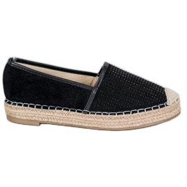 Best Shoes Espadrilles Noires Avec Cristaux jaune