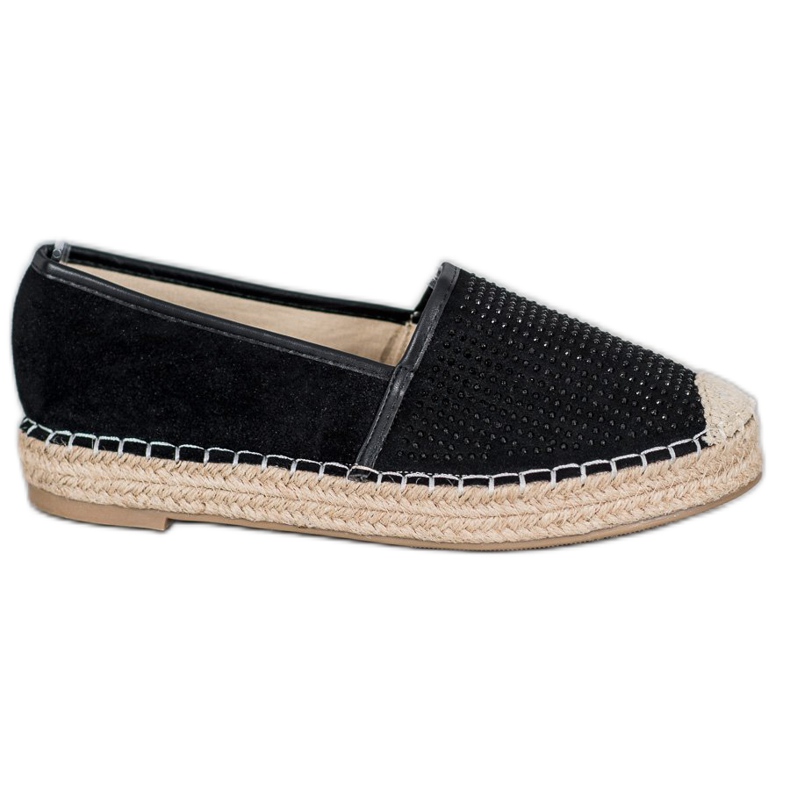 Best Shoes Espadrilles Noires Avec Cristaux le noir jaune