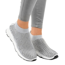 Chaussures de sport grises avec zircones cubiques LG27 Chaussures de sport grises avec zircones cubiques LG27