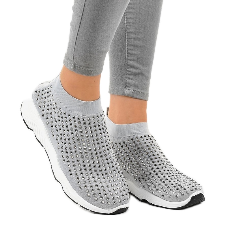 Chaussures de sport grises avec zircones cubiques LG27 Chaussures de sport grises avec zircones cubiques LG27