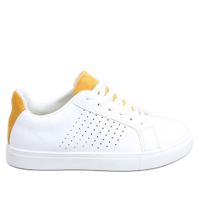Baskets femme blanches WB807 BLANC / JAUNE