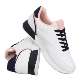 Chaussures de sport femme blanches BK938 BLANC / BLEU bleu marine
