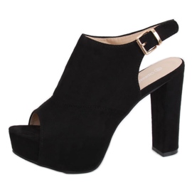 Noir YL-0100 Sandales à plateforme noires