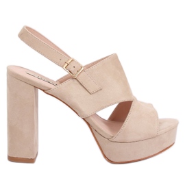 Sandales sur le poteau beige 9R02 Beige brun vert